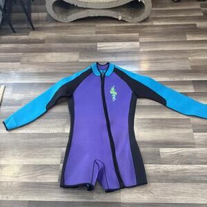 Scubapro Womens 3mm longsleeve short Wetsuit Sz XL 16 Blue Purple Swim Gear